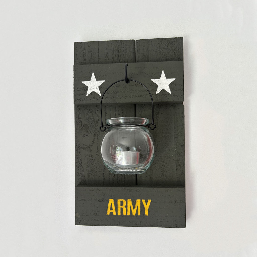 Military Rustic Cedar Candle Sconces: Army, Navy, Air Force, Marines, POW-MIA