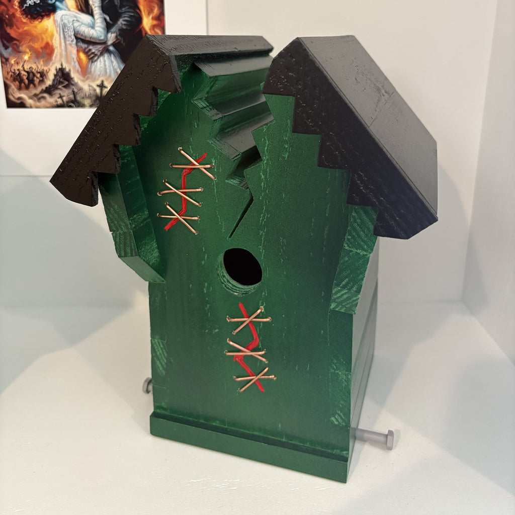Handcrafted Frankin Outdoor Bird House with Lighting Bolt Design