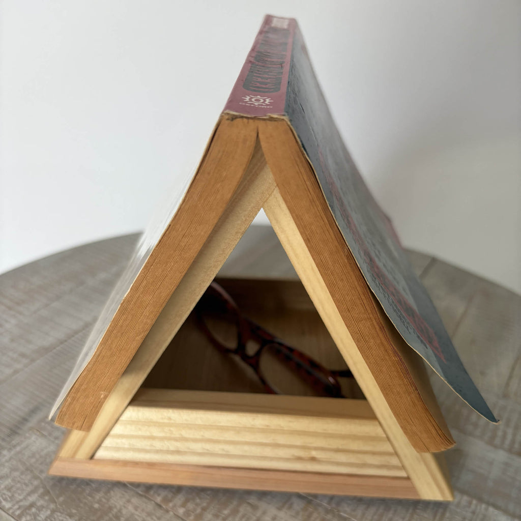 Handcrafted Cedar Book Stand with Storage Drawer: Nightstand Reader Gift
