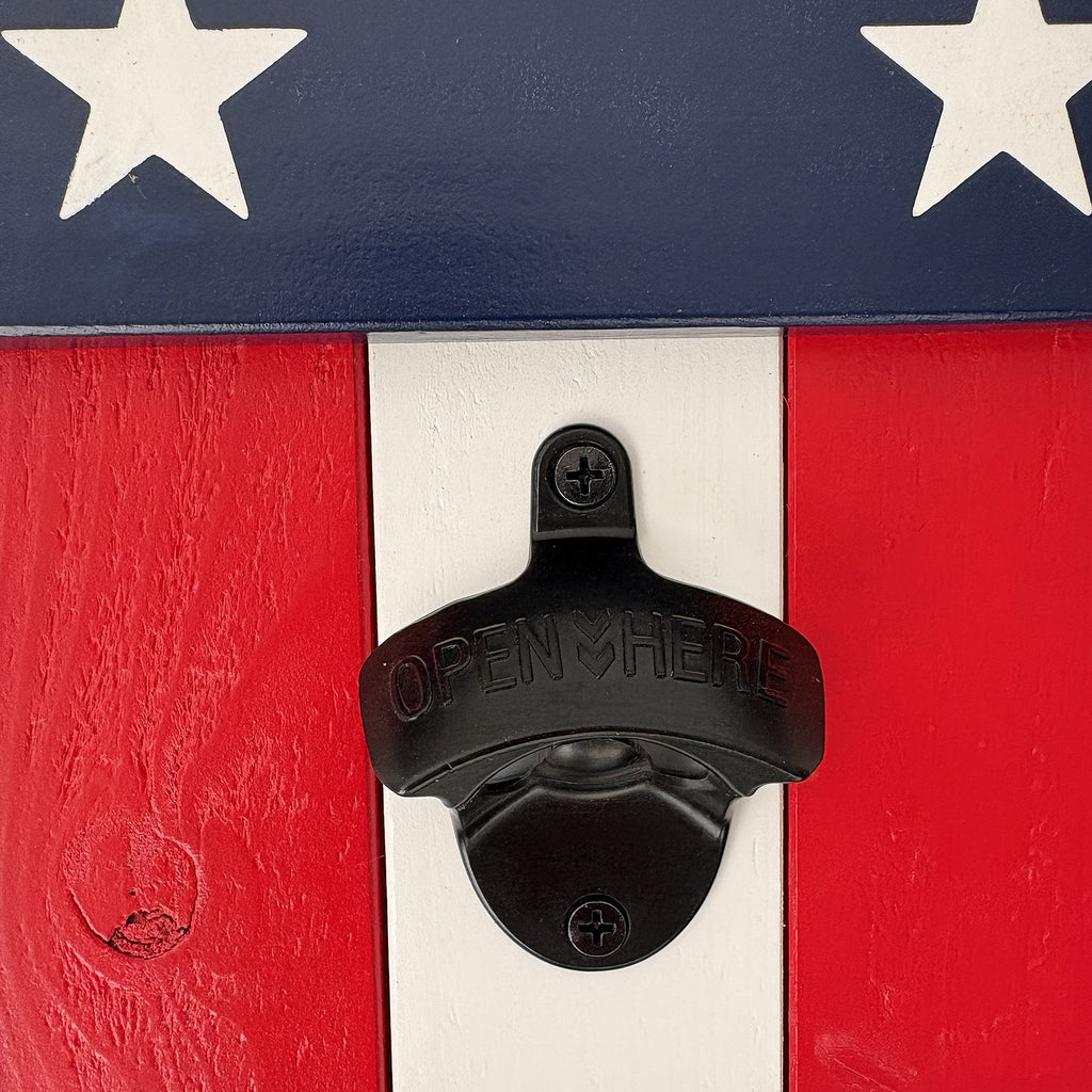 Support the Blue Handcrafted Cedar Painted Bottle Opener