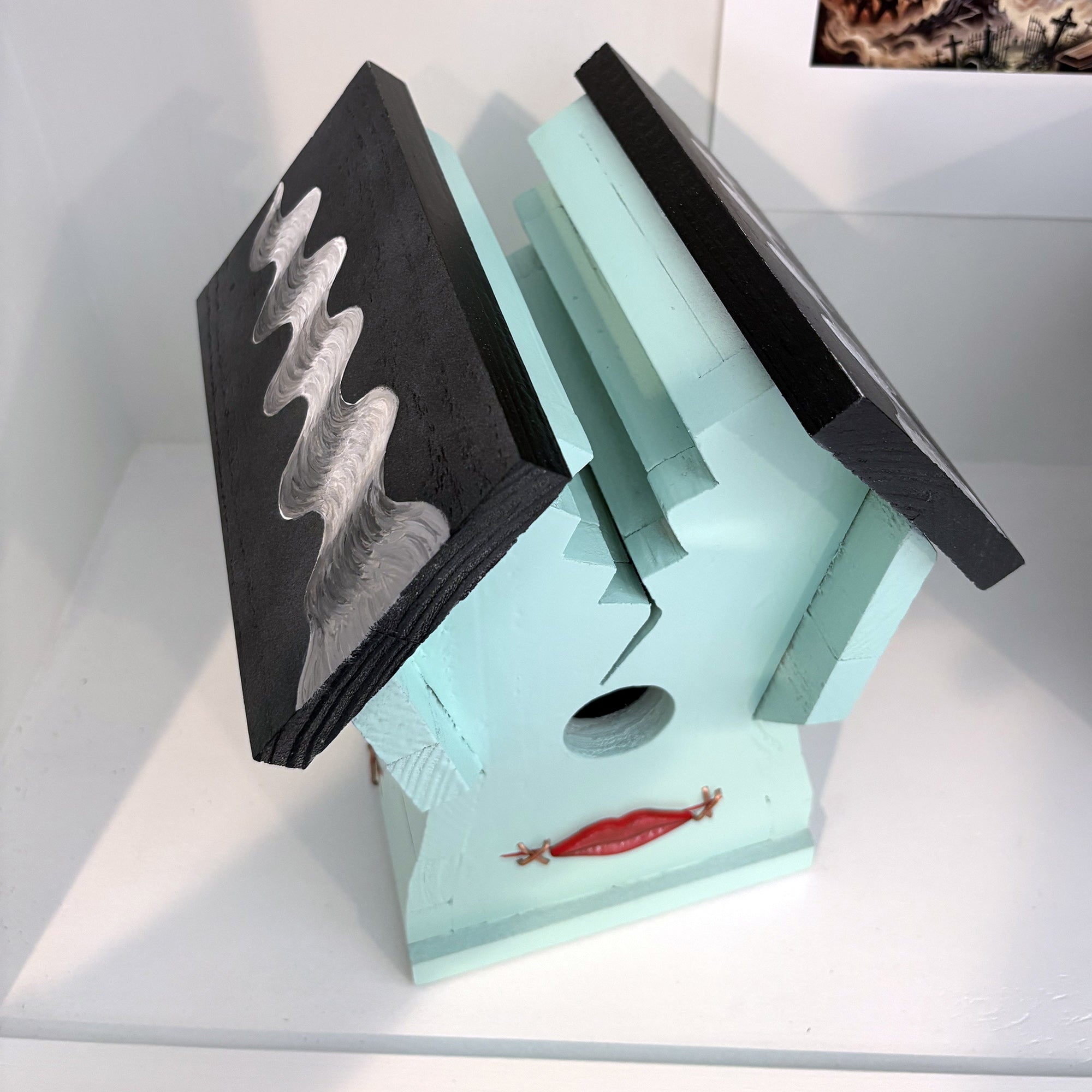 Handcrafted Frankin Outdoor Bird House with Lighting Bolt Design