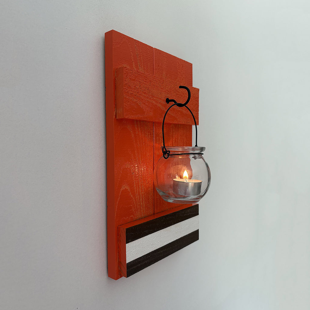 Handmade Cedar Football Team Candle Sconce: Professional or College