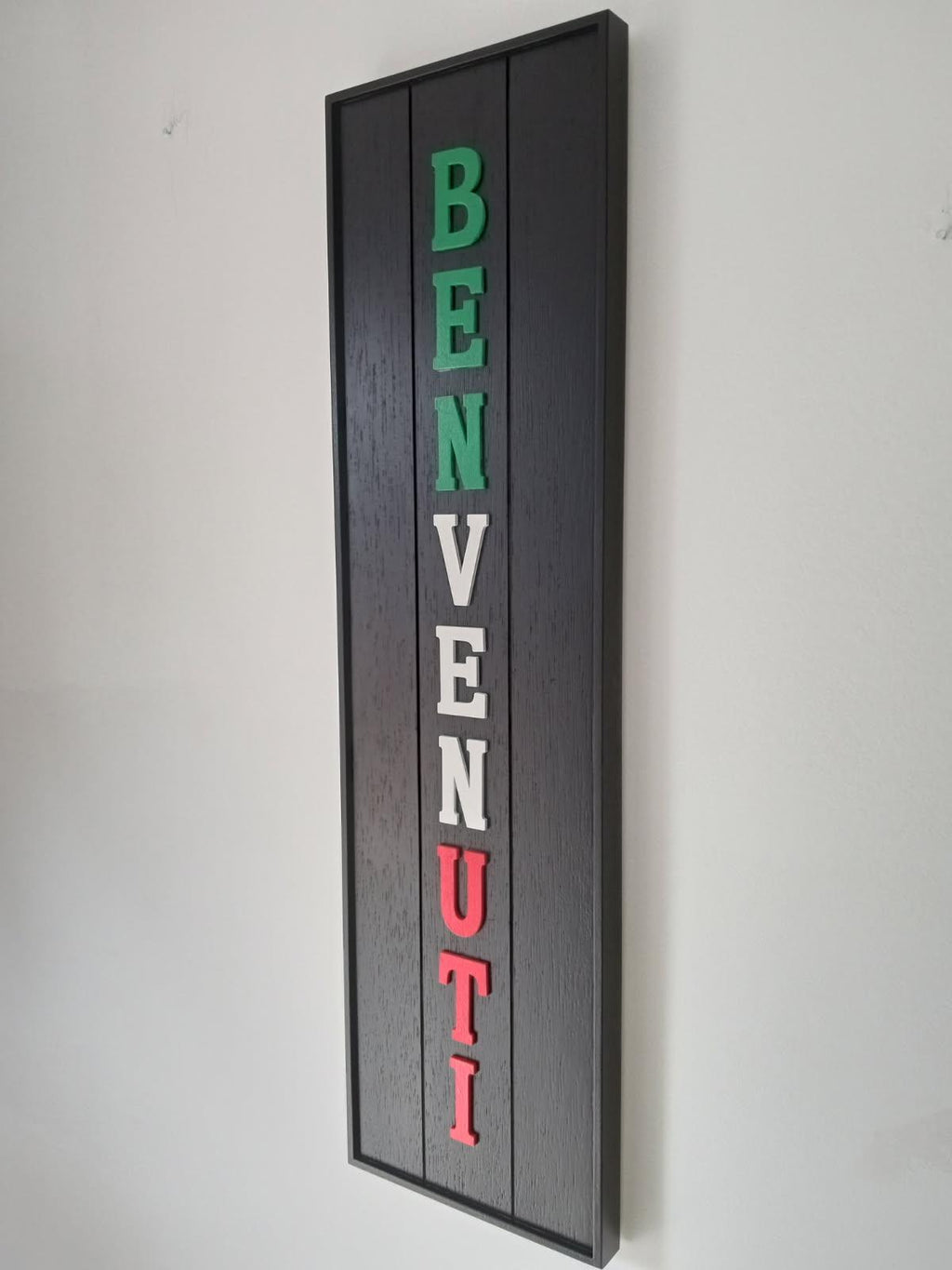 Americana & Italian Patriotic Hand Crafted Rustic Looking Vertical Welcome Signs
