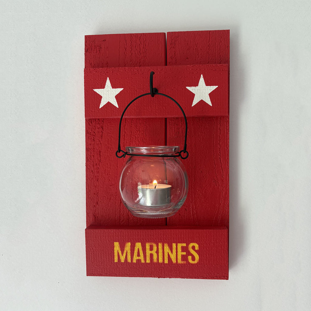 Military Rustic Cedar Candle Sconces: Army, Navy, Air Force, Marines, POW-MIA