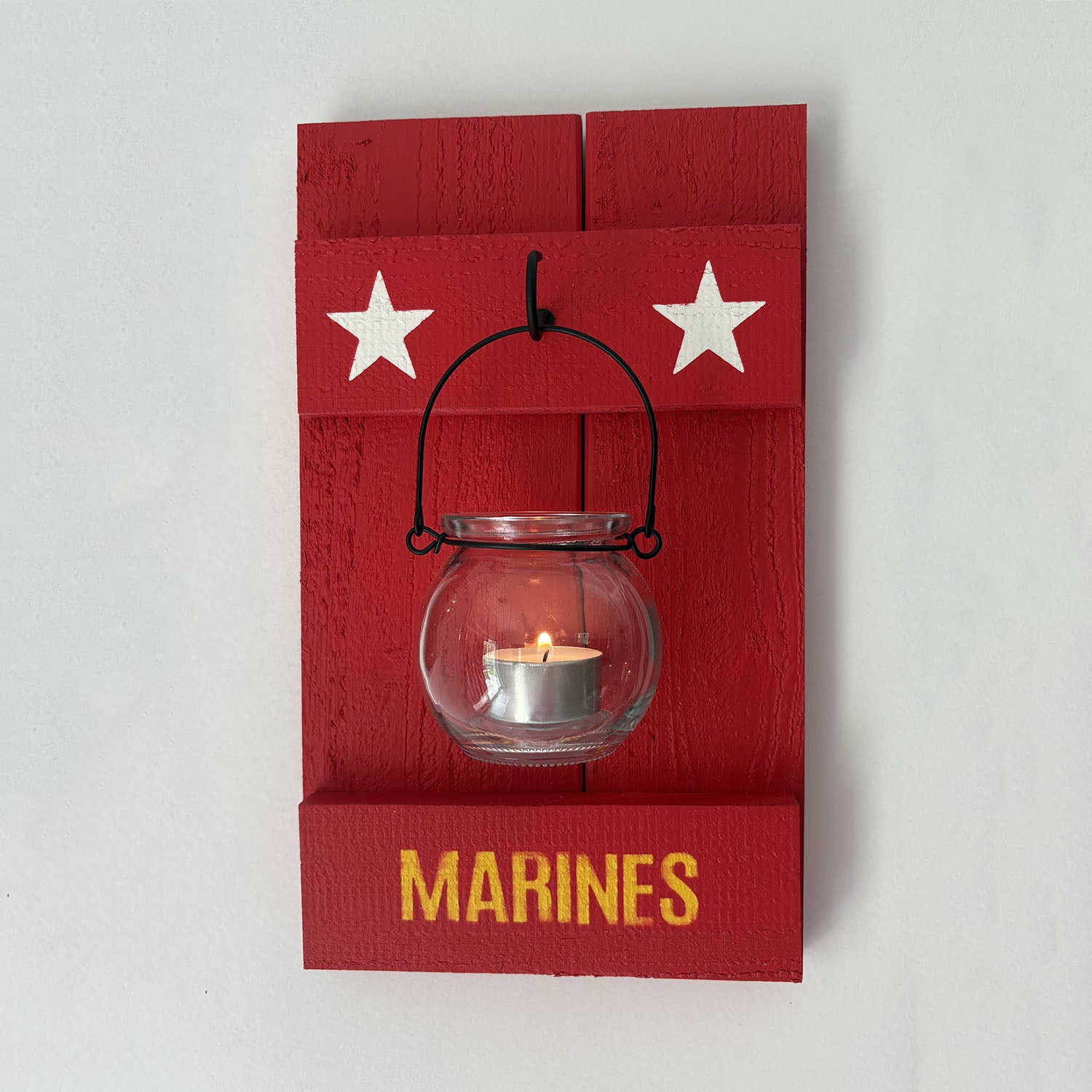 Military Rustic Cedar Candle Sconces: Army, Navy, Air Force, Marines, POW-MIA