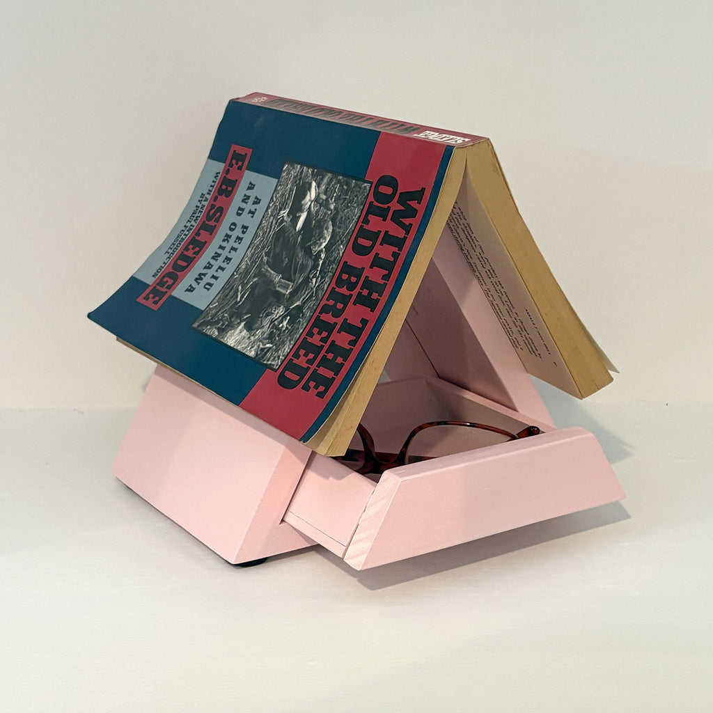 Handcrafted Cedar Book Stand with Storage Drawer: Nightstand Reader Gift