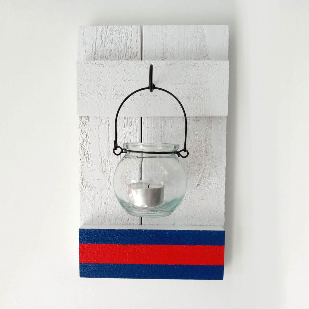 Handmade Cedar Football Team Candle Sconce: Professional or College