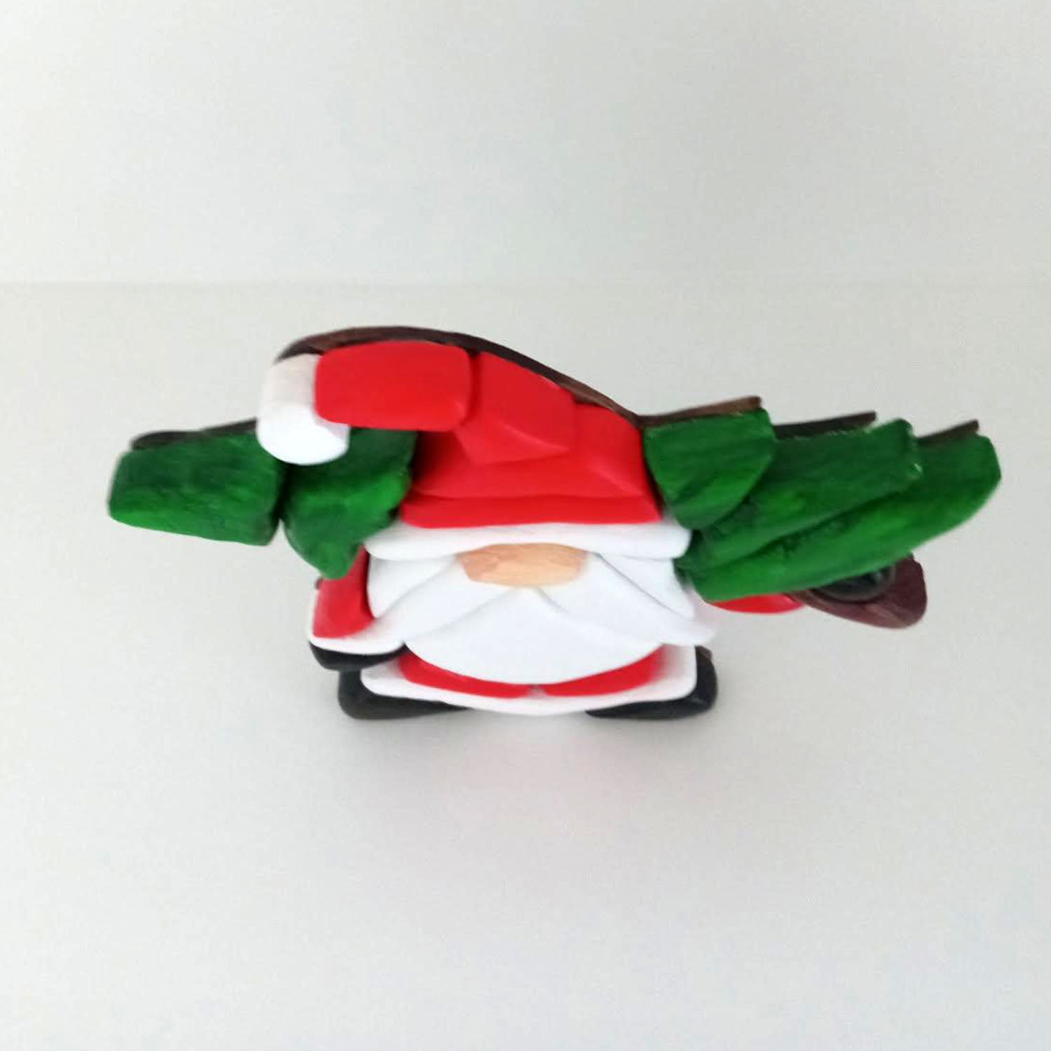 Layered Hand Crafted Wooden Santa Gnome with Christmas Tree