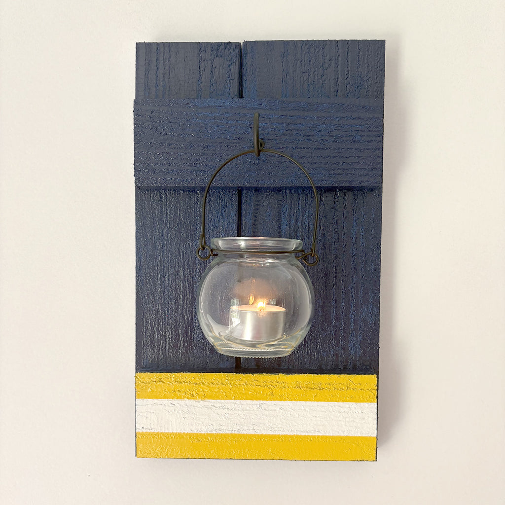 Handmade Cedar Football Team Candle Sconce: Professional or College