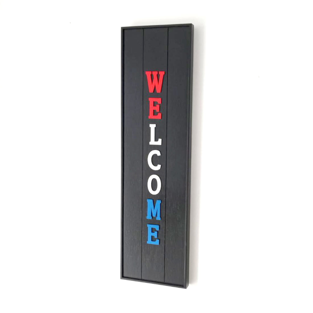 Americana & Italian Patriotic Hand Crafted Rustic Looking Vertical Welcome Signs