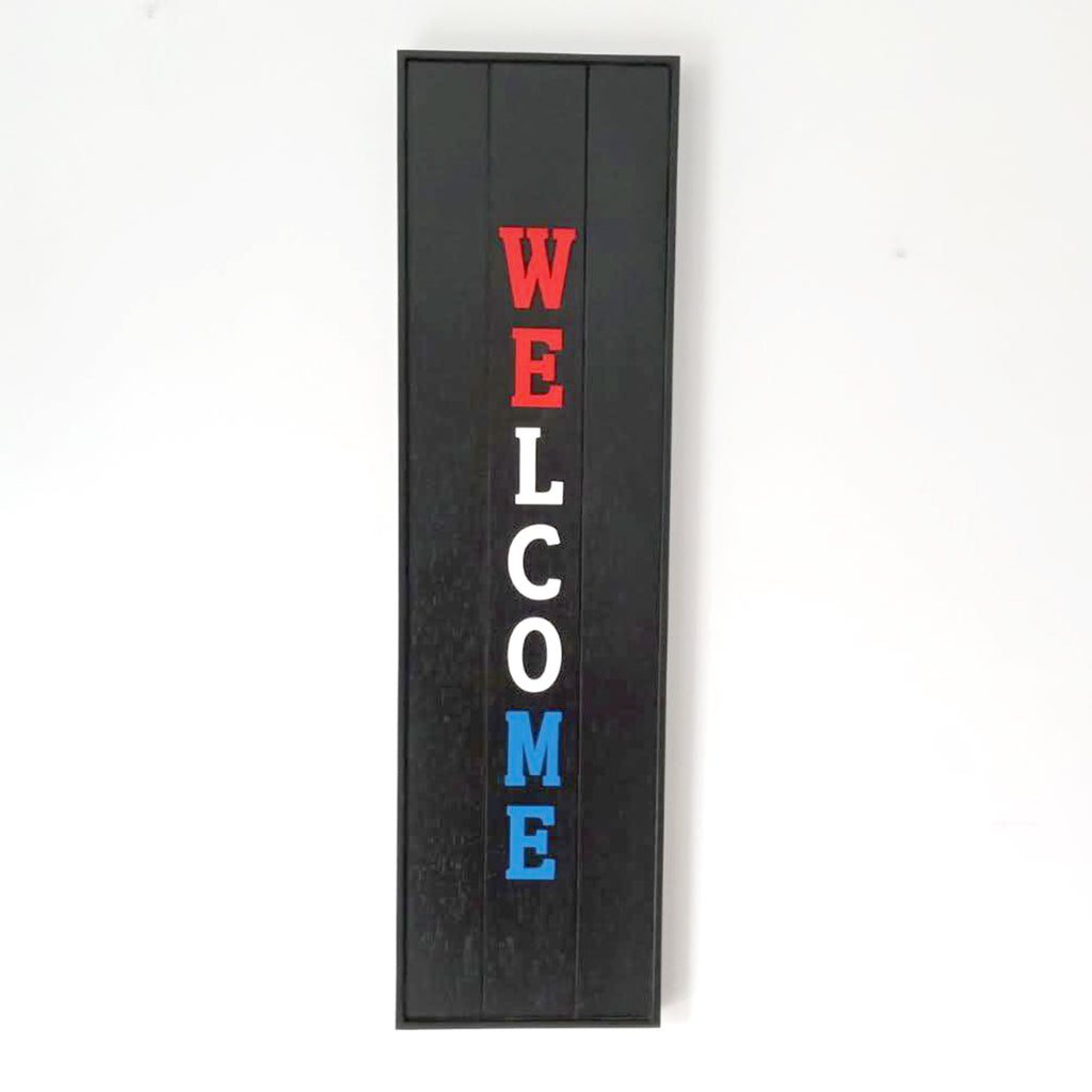 Americana & Italian Patriotic Hand Crafted Rustic Looking Vertical Welcome Signs